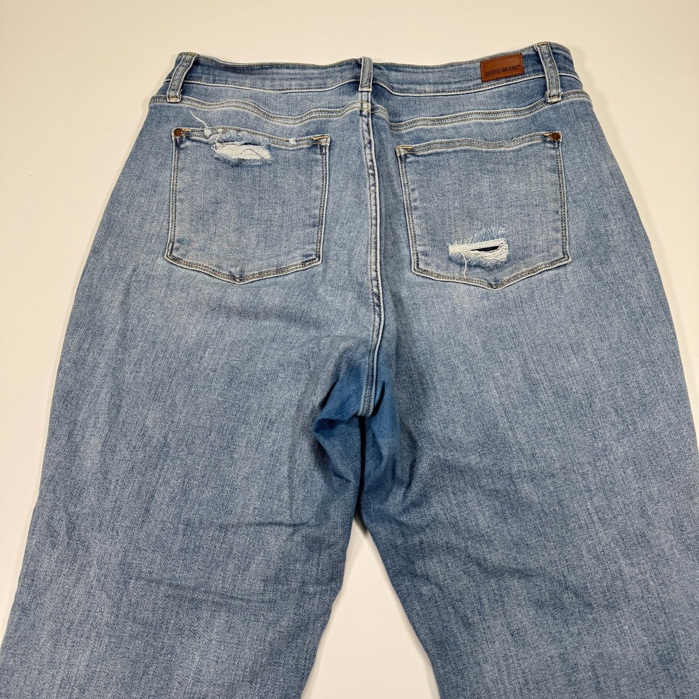 Judy Blue Straight Fit Jeans Womens 16W 36x31 Blue Distressed Ripped Frayed Hem - Picture 10 of 16